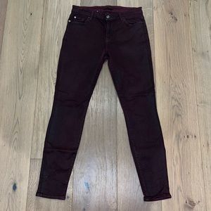 7 For All Mankind Ankle Skinny Coated in Scarlet